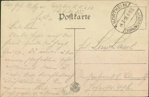 Ansichtskarte Northeim Partie in der Bahnhofstrasse 1918 