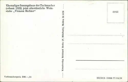 Meißen ehem. Innungshaus der Tuchmacher (jetzt Weinstube Vincenz Richter) 1959