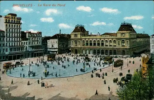 Postkaart Brüssel Bruxelles La Gare du Nord - Place 1917 
