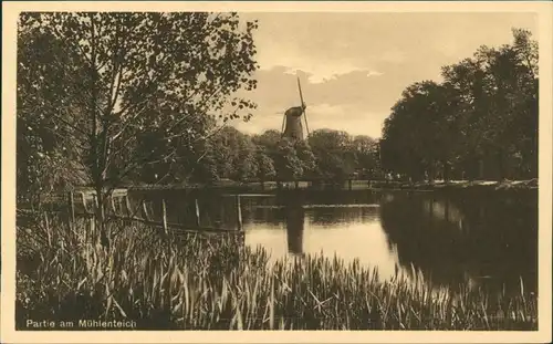 Ansichtskarte Lübeck Windmühle - Partie am Mühlenteich 1912 