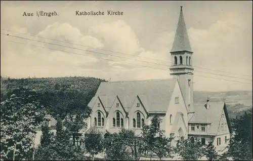 Ansichtskarte Aue (Erzgebirge) Partie an der Katholischen Kirche 1911 