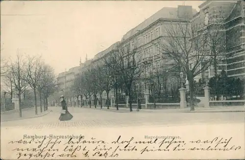 Ansichtskarte Harvestehude-Hamburg Hagedornstraße - Frau 1905 