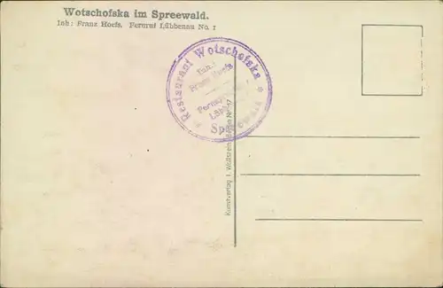 Lübbenau (Spreewald) Lubnjow Gaststätte Wotschofska Spreewald 1929 