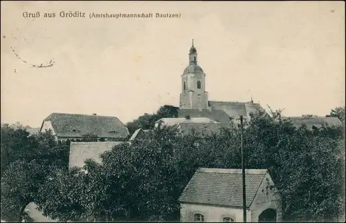 Ansichtskarte Gröditz Kirche - Blick auf die Stadt
1917