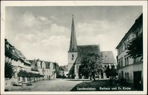 Ansichtskarte Sandersleben Rathaus und Ev. Kirche 1965