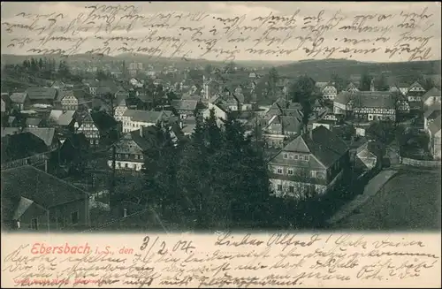 Ansichtskarte Ebersbach/Sa.-Ebersbach-Neugersdorf Blick auf den Ort 1904