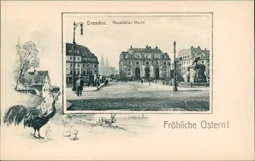 Ansichtskarte Innere Neustadt-Dresden Neustädter Markt - Hahn 1909 