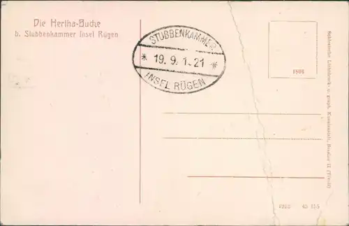 Ansichtskarte Stubbenkammer-Sassnitz Saßnitz Partie an der Hertha-Buche 1921 