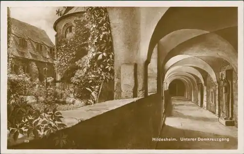 Ansichtskarte Hildesheim Unterer Kreuzgang Dom 1928 