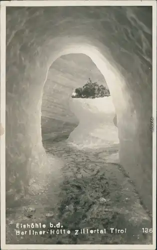 Ansichtskarte Ginzling-Mayrhofen Eishöhle bei der Berliner Hütte 1928 