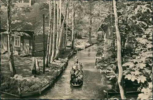 Lehde (Spreewald)-Lübbenau (Spreewald)   Lubnjow Wasserstraße mit Kahn 1959