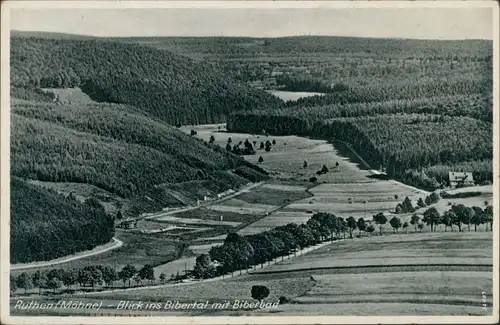 Ansichtskarte Rüthen Panoram-Ansichten - Blick ins Bibertal mit Biberbad 1936