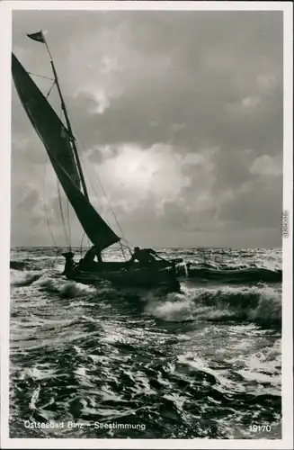 Ansichtskarte Binz (Rügen) Segelboot in den Wellen 1932