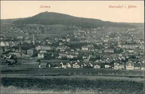 Postcard Warnsdorf Varnsdorf Blick auf den Ort mit Spitzberg 1909