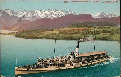 Ansichtskarte Luzern Lucerna Vierwaldstättersee, Dampfer "Unterwalden" 1913