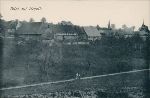 Ansichtskarte Heynitz-Nossen Blick auf den Ort, Bauerngehöfte 1912