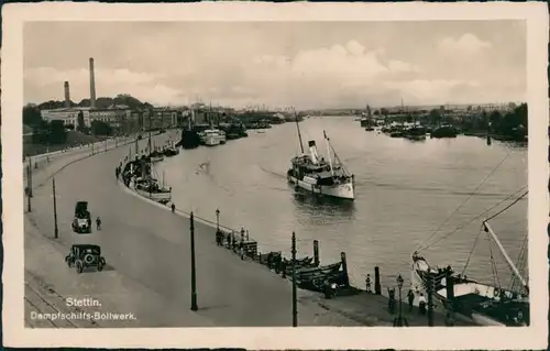 Postcard Stettin Szczecin Partie am Dampfschiffbollwerk 1934 