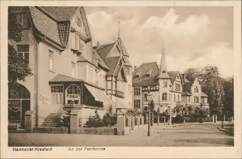 Ansichtskarte Buchholz-Kleefeld-Hannover Straßenpartie - Petrikirche 1919 