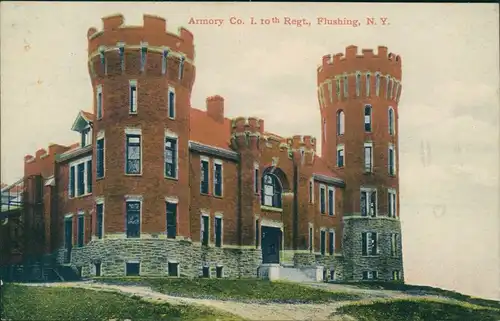 Postcard New York City Armory Co. I. 10th Regt., Flushing 1907