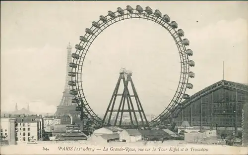 CPA Paris Riesenrad und Eiffelturm 1915 
