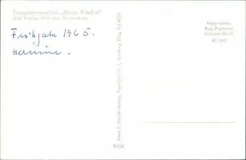 Dahlem (Nordeifel) Luftbild Trappistinnenabtei Maria Frieden 1965 