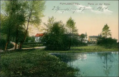 Ansichtskarte Fuhlsbüttel-Hamburg Villen - Partie an der Alster 1911 