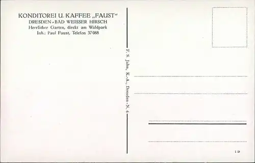 Weißer Hirsch-Dresden Konditorei-Kaffee "Faust" - Garten, Park 1929 