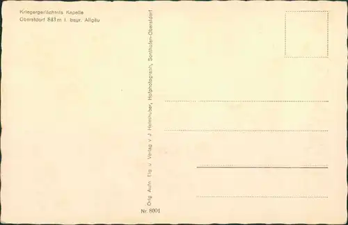 Ansichtskarte Oberstdorf (Allgäu) Innen - Kriegergedächtniskapelle 1934 