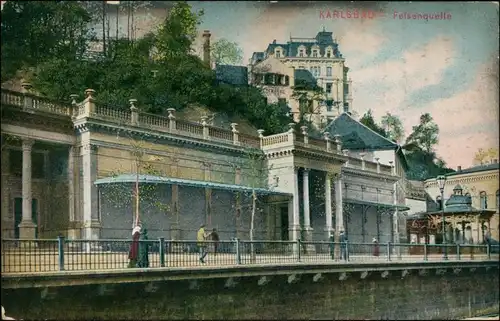 Postcard Karlsbad Karlovy Vary Felsenquelle 1910