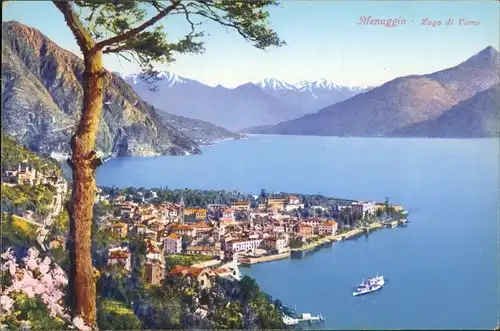 Cartoline Como Blick auf den Ort mit Lago di Como 1914