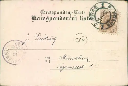 Litho Postcard Prag Praha Tynsky chram, Kathedrala sv Vita 1898