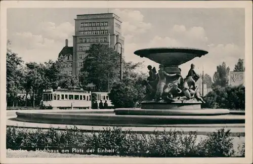 Ansichtskarte Dresden Hochhaus am Platz der Einheit 1956