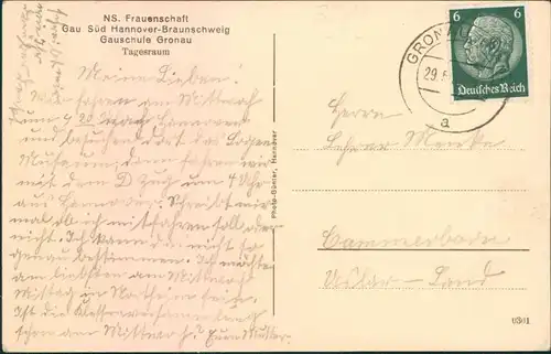 Gronau (Leine) Frauenschaft Süd Hannover-Braunschweig  Tagesraum 1938