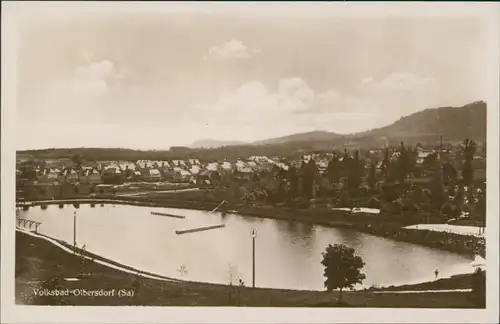 Ansichtskarte Olbersdorf Volksbad - Panorama 1932