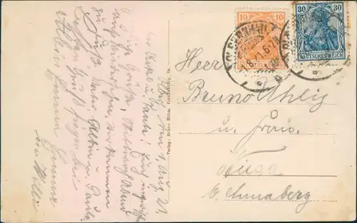 Ansichtskarte Oberneuschönberg-Olbernhau Panorama-Ansicht vom Ort 1921