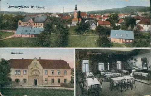 Walddorf-Kottmar Panorama, Wintergarten - Außen und Innenansicht 1918