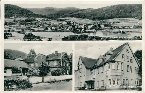 Ansichtskarte Bad Pyrmont 3 Bild: Totale, Villa, Rrholungsheim 1960 