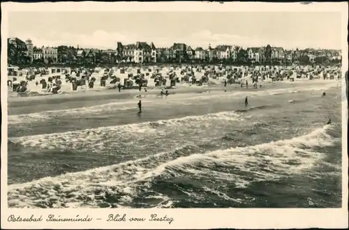 Postcard Swinemünde Świnoujście Promenade, Strand - Seesteg 1932 