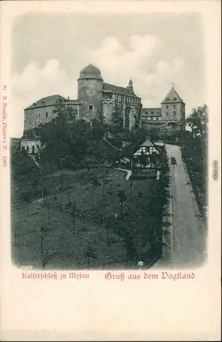 Ansichtskarte Mylau Straßenpartie - Schloss 1901 