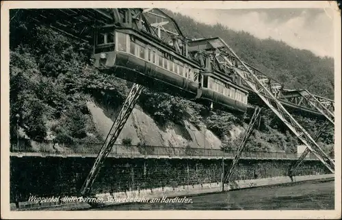 Ansichtskarte Wuppertal Schwebebahn am Hardtufer - Unterbarmen 1932 