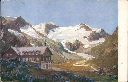 Kaprun Hotel Mooserboden - Blick gegen Karlinger - Künstlerkarte g1924