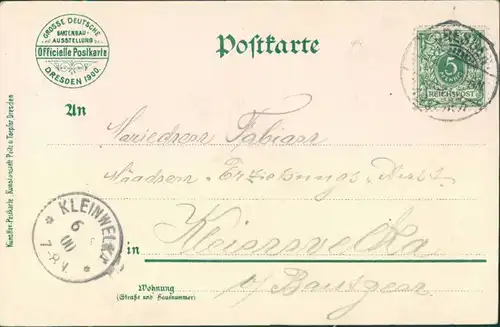 Großer Garten-Dresden Ausstellungsgebäude - Feilchen- Litho 1900