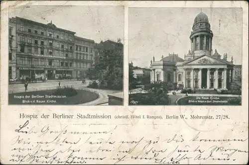 Ansichtskarte Mitte-Berlin Hospiz, Neue Kirche - 2 Bild - Mohrenstrasse 1900 