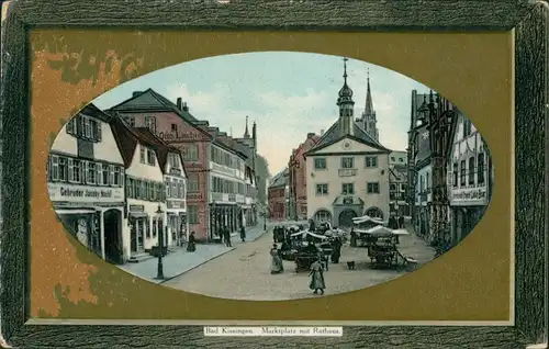 Bad Kissingen Passepartout: Markttreiben u. Marktplatz 1909 Passepartout