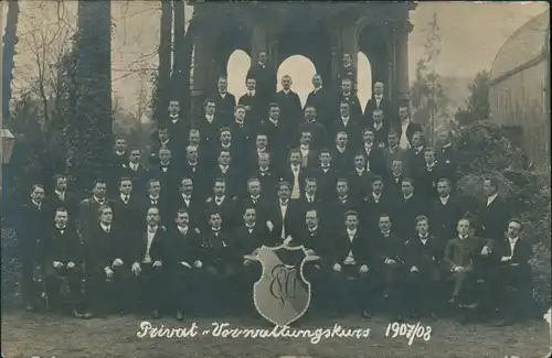 Stuttgart Studentika: Privat Verewaltungskurs Phot: Stuttgart 1908 