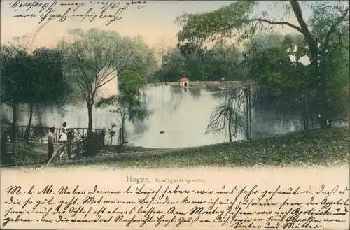 Ansichtskarte Hagen (Westfalen) Stadtparkpartie - Taubenhaus 1908 