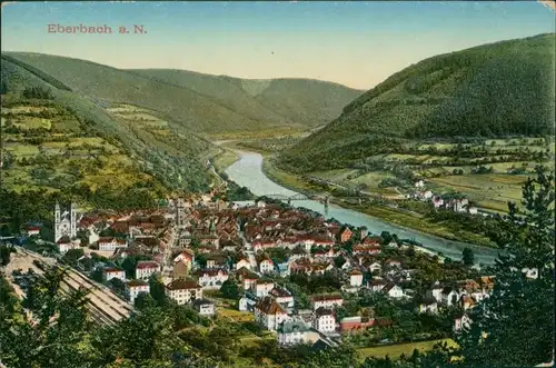 Ansichtskarte Eberbach Blick auf die Stadt 1913 