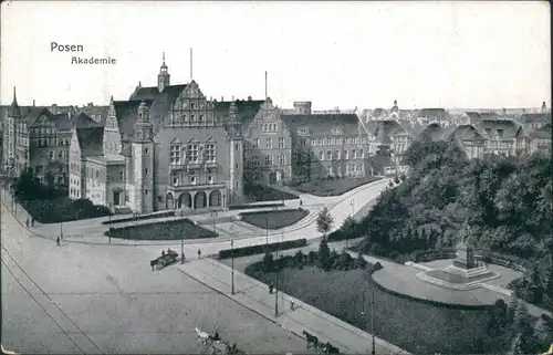 Postcard Poznan - Posen Straßenpartie - Akademie 1916 