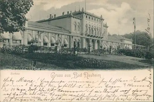 Ansichtskarte Bad Nauheim Partie am Kurheim 1902 