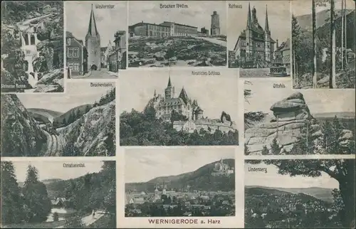 Ansichtskarte Wernigerode Mehrbild, Stadt, Schloß, Umland 1910 